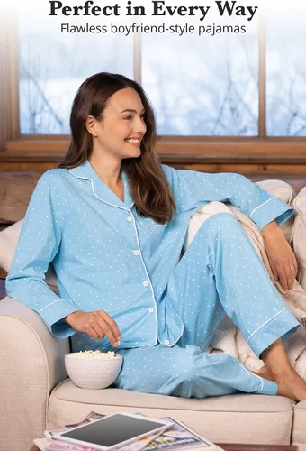 Vista 125 de PajamaGram Conjunto de pijama para mujer – Pijama para mujer, jersey novio, 100% algodón