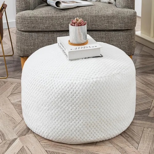 Vista 19 de Asuprui Puf Otomano Redondo Sin Relleno Puf Otomano Sin Relleno Reposapiés de Piel Sintética Suave 20x20x12 Pulgadas Silla Mullida Puf de Suelo