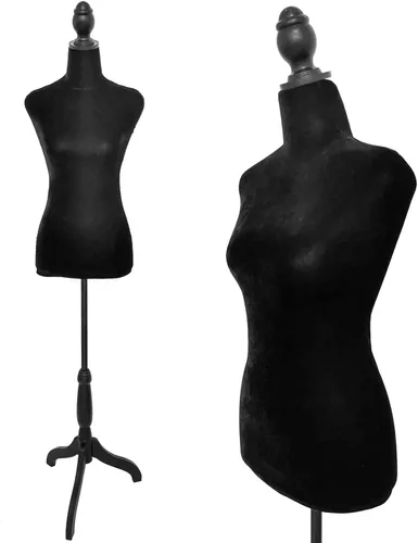 Vista 7 de Maniquí de torso femenino con soporte de trípode ajustable para exhibición de vestidos y joyas (beige)