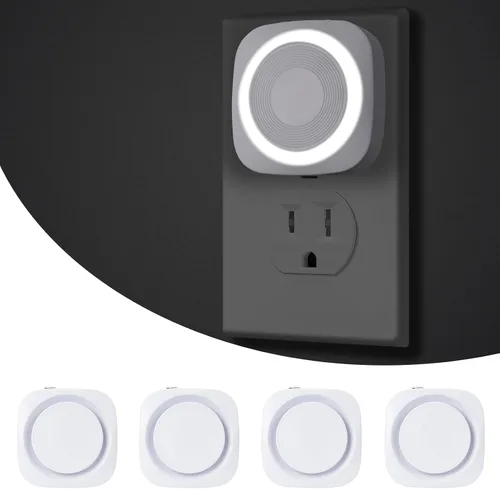 Vista 10 de Luces nocturnas LED enchufables a la pared, luz nocturna suave indirecta regulable con sensor de polvo a amanecer, luz nocturna cálida para Blanco