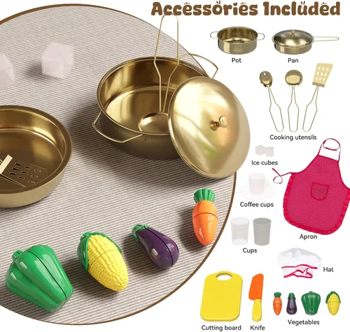 Vista 7 de BVIUNTWO Juego de Cocina de Juguete Grande, Juego de Cocina para Niños de Esquina Giratorio con Luces y Sonidos Reales, Fregadero de Juguete