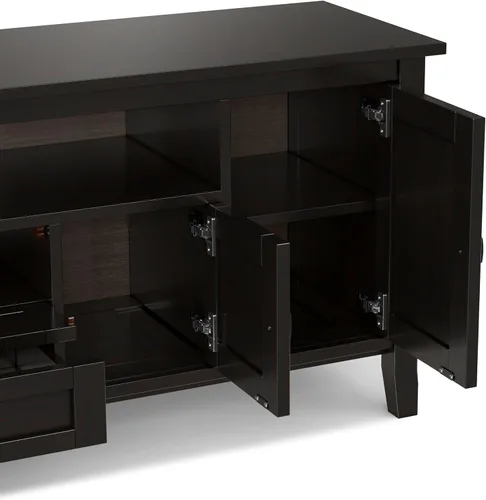 Vista 6 de SIMPLIHOME Warm Shaker - Soporte de TV de madera maciza de 72 pulgadas de ancho, color marrón dorado claro Marrón (Hickory Brown)