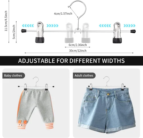 Vista 2 de Cimlord Paquete de 12 perchas para pantalones con clips para mujer, perchas de metal resistente para ropa para armario, ahorro de espacio
