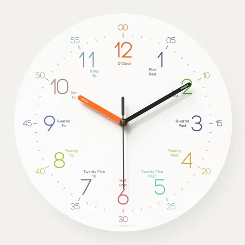 Vista 9 de mooas - Reloj de pared moderno con números 3D de 12 pulgadas, funciona con pilas, analógico (crema)