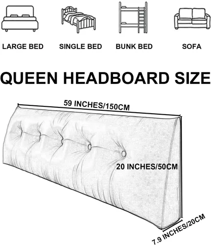 Vista 7 de Almohada triangular grande para cabecero, almohada de lectura en cuña para cama, respaldo de cabecero, cojín de apoyo de posicionamiento extraíble