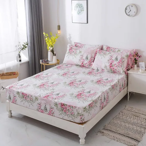 Vista 3 de FADFAY Juego de ropa de cama con funda de edredón floral de rosetón para niñas, 100% algodón, ultra suave, 7 piezas