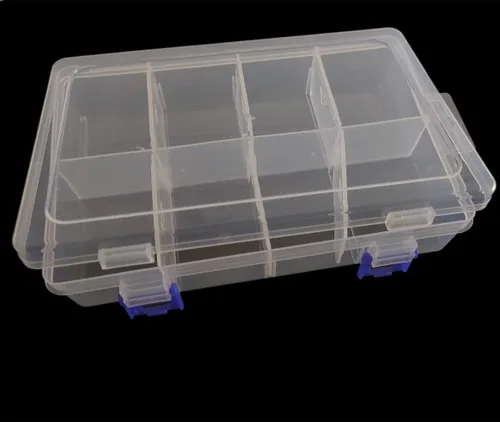 Vista 4 de Caja de almacenamiento de plástico transparente con divisores ajustables, organizador portátil de cuentas transparentes para aretes, organizador