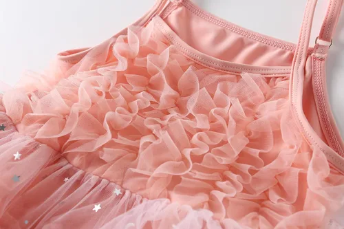 Vista 5 de Nomi&Me Traje de baño para niña pequeña, traje de baño de una pieza, vestido de tutú de sirena de princesa, falda de natación