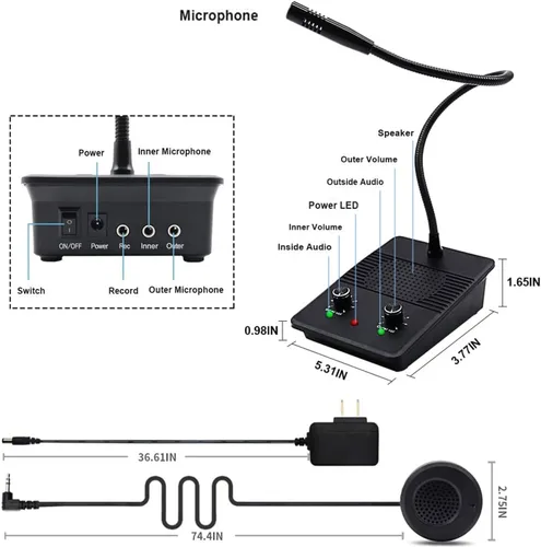 Vista 6 de ChunHee Sistema de intercomunicación de altavoz de ventana Micrófono de intercomunicación de doble vía antiinterferencias y altavoz Banco