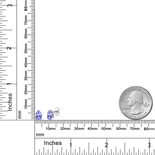 Vista 2 de Gem Stone King Aretes de plata de ley 925 con piedra natal y pera Aretes de tuerca en forma de pera de 0.276 x 0.197 in para mujer
