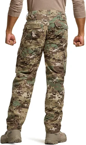 Vista 2 de CQR Pantalones tácticos para hombre, resistentes al agua, pantalones cargo Ripstop, ligeros EDC trabajo, senderismo, ropa para exteriores