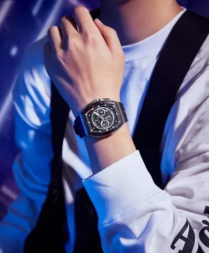 Vista 7 de Paras - Reloj de corona para hombre resistente al agua cronógrafo de lujo relojes analógicos con fecha reloj de pulsera de cuarzo con correa