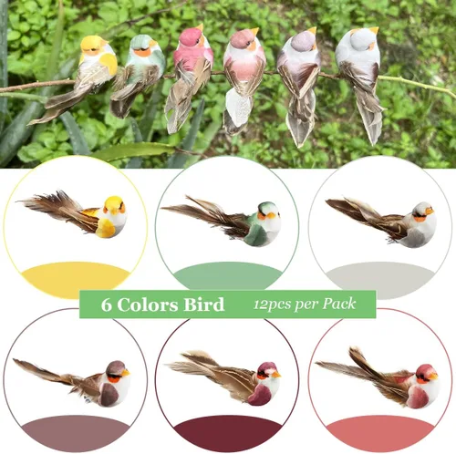Vista 2 de LWINGFLYER 12 piezas de plumas de espuma artificial, mini adornos decorativos para coronas, manualidades, decoración de árbol de Navidad, arreglos