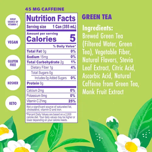 Vista 2 de Swoon Perfectly Sweet Green Tea Cero azúcar, ligeramente cafeinado y refrescante Keto, Paleo, vegano, sin OMG y sin gluten Endulzado
