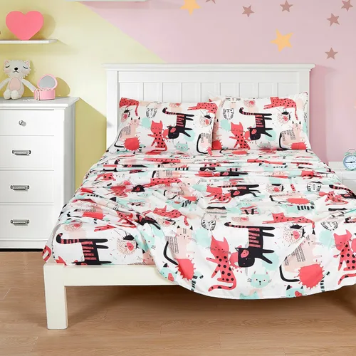Vista 11 de Chezmoi Collection Juego de sábanas de 3 piezas para niños y adolescentes, microfibra suave, color blanco y negro, estampado de corazones de panda