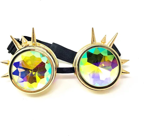 Vista 10 de Mad Scientist Time Traveler Steampunk - Gafas de disfraz de Halloween para mujeres y hombres Espiga de oro
