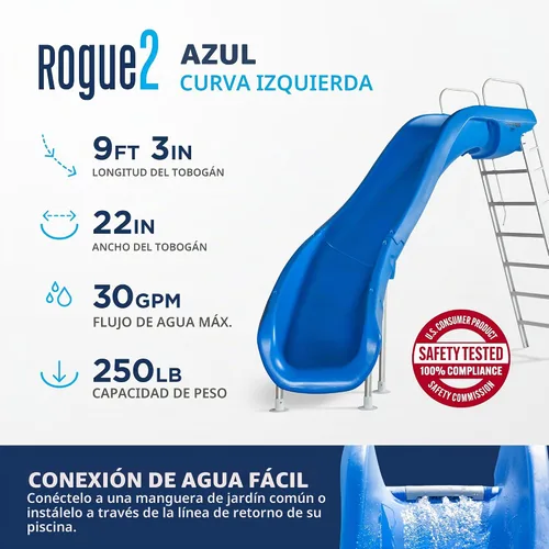Vista 4 de S.R Smith Rogue2 Tobogán para piscina , Curva zurda, Azul