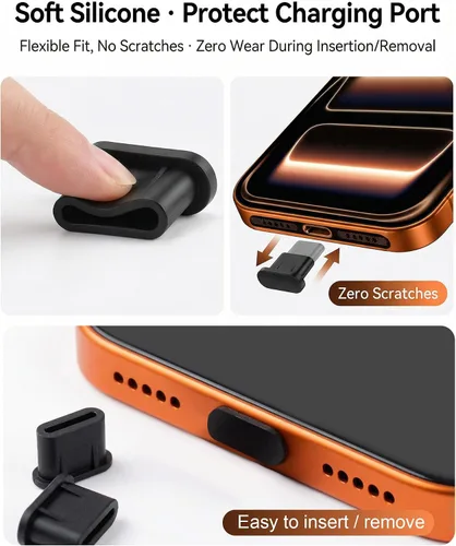 Vista 4 de Protectores de puerto USB C para enchufe antipolvo, 20 unidades, con cubierta de altavoz de teléfono, 6 calcomanías compatibles con iPhone 17 Pro
