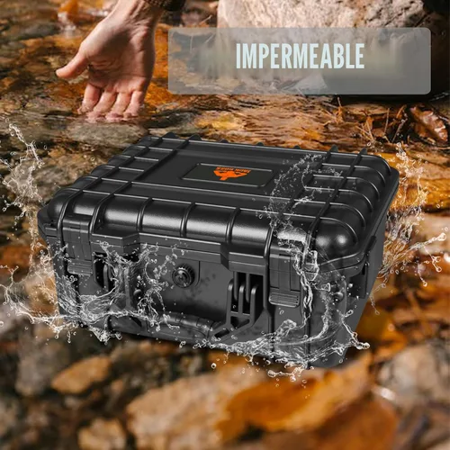 Vista 4 de Jack Boss Estuche rígido, 14 x 11.5 x 6.5 pulgadas, portátil, resistente al clima, impermeable, funda protectora para cámara con espuma Negro