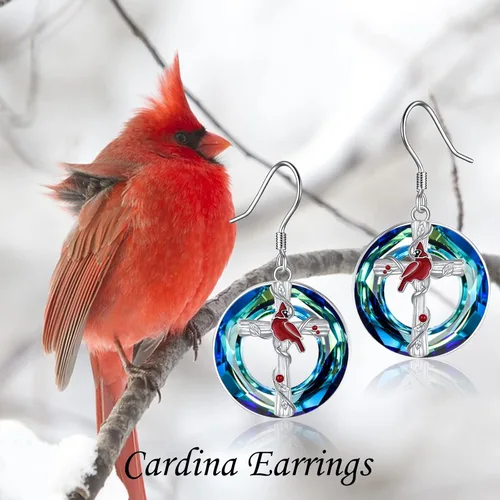 Vista 17 de POPKIMI Bonitos aretes colgantes de animales, joyería de animales, regalos de cumpleaños y Navidad para mujeres, aretes de ópalo de cristal de plata