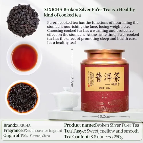 Vista 7 de XIXICHA Puerh Tea Premium Broken Silver Maduro Té Pu-erh Chino Yunnan Árbol Antiguo Puer Envejecido Pu erh Fuerte Fragancia de Arroz Glutinoso