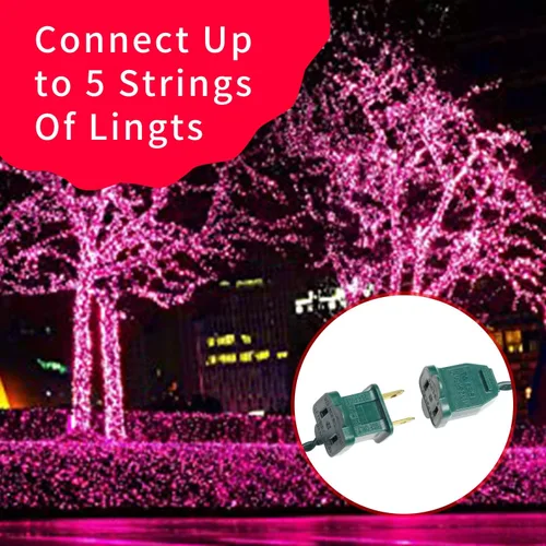 Vista 6 de Ultra-brillantes luces de Navidad rosa mini de 100L 19.6 pies, cadena de luces incandescentes UL listadas, se conectan de extremo a extremo, juego