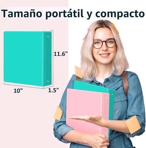 Vista 6 de BinderX - Carpeta de 3 anillos redondos extraduradera de 1 pulgada, se adapta a 175 hojas de papel de 8.5 x 11 pulgadas, cubierta personalizable