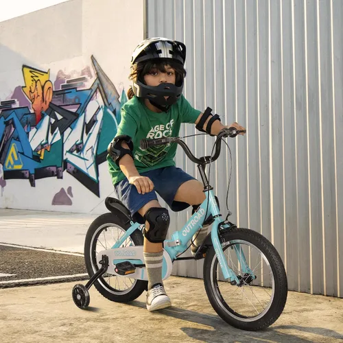 Vista 4 de SUNCROWN Kids Bike, 14 16 18 Inch Children Bicycle, Foldable Toddler Bike for Boys & Girls Age 3-10 Years with Flash Lighting Training Wheel