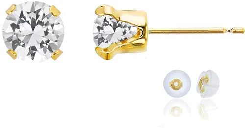 Vista 57 de Aretes de tuerca de plata de ley 925 chapados en oro de 14 quilates macizo, oro amarillo, blanco o rosa de 0.236 in Amatista