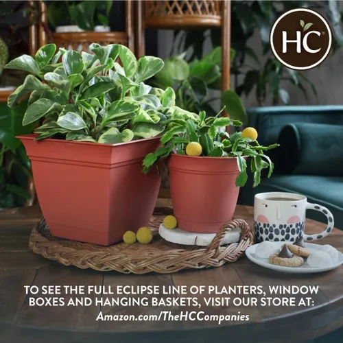Vista 112 de The HC Companies, Eclipse - Maceta cuadrada de 12 pulgadas, con platillo, maceta para sembrar flores, verduras y hierbas en interiores y exteriores