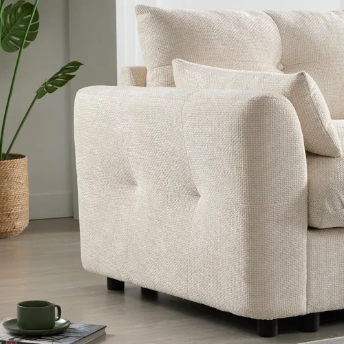 Vista 9 de Sofá seccional de gran tamaño de 142 pulgadas con 2 otomanas y consolas de almacenamiento móviles, sofá modular de felpilla en forma de U de 6