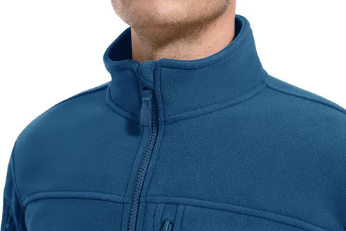 Vista 3 de CRYSULLY Chaqueta de forro polar táctica con cremallera completa para hombre, abrigo de invierno con múltiples bolsillos