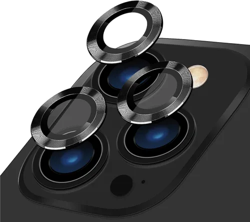 Vista 14 de LucBuy Protector de lente de cámara para iPhone 12 Pro Max, vidrio templado HD de alta calidad, aleación de aluminio, anillo individual, película