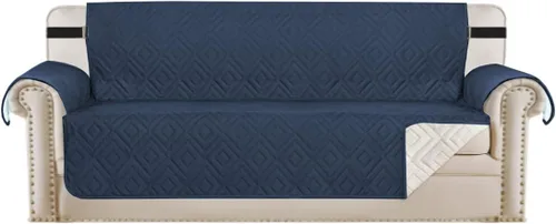 Vista 88 de H.VERSAILTEX Funda reversible para silla, protector de muebles antideslizante, resistente al agua, con correas elásticas de 2 pulgadas