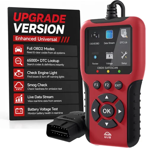 Vista 10 de Escáner OBD2 universal mejorado, lector de códigos de motor - Más de 45000 códigos de falla, datos en vivo, preparación I/M, verificación de voltaje