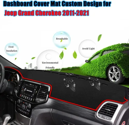 Vista 3 de Cubierta para Tablero Cubierta para Salpicadero Tapete Almohadilla Alfombra Personalizada para Jeep Grand Cherokee 2011-2021 Accesorios