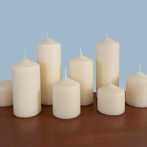 Vista 6 de Stonebriar Paquete de 3 Velas Pilares Altas de 3 x 3 Pulgadas de Cera de Marfil Sin Perfume con 18 Horas de Combustión