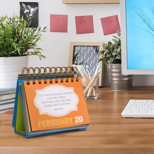 Vista 5 de Global Printed Products Calendario Diario Perpetuo Motivacional e Inspiracional de Hojas para Voltear con Caballete Autoportante (Colores Brillantes)