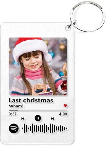 Vista 2 de Custom Spotify Keychain with PictureCustom Scannable Spotify Music Song Code Keychain