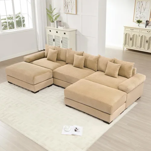 Vista 69 de ODUSE-DAILY Sofá modular de gran tamaño de 117.3 pulgadas, sofás modulares grandes de pana para sala de estar, sofás de 3 plazas, moderno juego