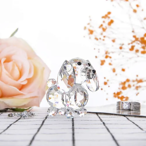 Vista 3 de H&D HYALINE & DORA Figuras de cristal hechas a mano para decoración del hogar, regalo de la colección de osos de cristal/perro
