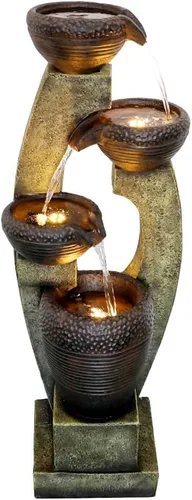 Vista 6 de Fuente moderna para exteriores de 40 pulgadas de alto, 4 fuentes de jardín Crocks con diseño contemporáneo para jardín, patio, terraza, porche