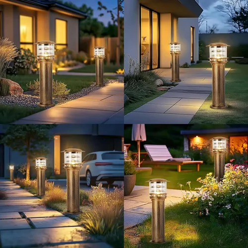 Vista 6 de SLAWA Tapas de poste al aire libre, luces de aluminio para caminos de paisaje, con pantalla acrílica, impermeable, columna, pilar, cerca, cubierta