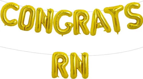 Vista 30 de TONIFUL Decoraciones de graduación de enfermeras 2026, globos negros de felicitaciones RN 2026 de 16 pulgadas RN 2026, pancarta de clase de 2026