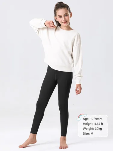 Vista 6 de Stelle Leggings con forro polar para niña, cintura alta, cálidos, para invierno, pantalones de yoga atléticos con bolsillo oculto