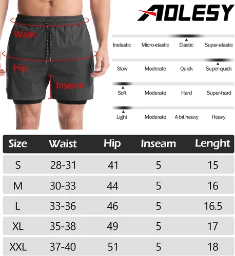 Vista 6 de Aolesy Pantalones cortos de correr 2 en 1 para hombre, pantalones cortos deportivos de entrenamiento para hombre, de secado rápido, ligeros