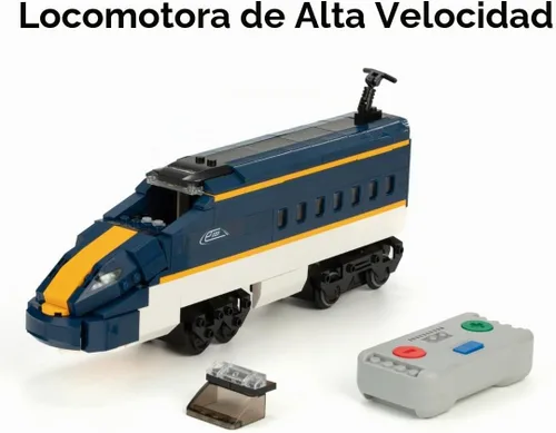 Vista 3 de Block Builder Juego de bloques de construcción con control remoto de tren de alta velocidad con estación de tren completo (1532 piezas). Bloques