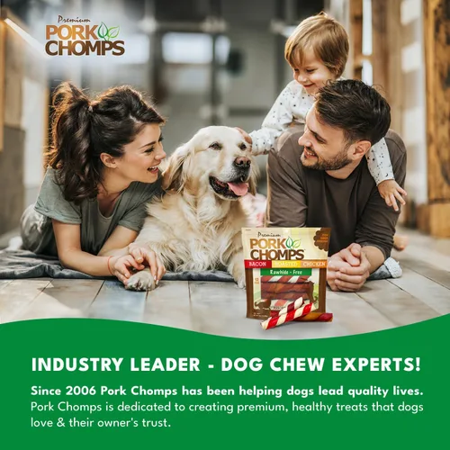 Vista 6 de Pork Chomps Masticables de piel de cerdo horneada para perros, giros de 6 pulgadas, sabores surtidos, 12 unidades Horneado con piel de cerdo real