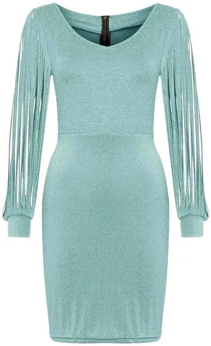 Vista 3 de Divhosrg Vestido de cóctel de talla grande, sexy, liso, con costuras de lentejuelas, minivestido brillante para club, vestidos brillantes para mujer