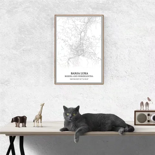 Vista 2 de TANOKCRS Banja Luka Bosnia y Herzegovina - Póster impreso en lienzo con diseño de mapa de Bosnia y Herzegovina, sin marco, moderno, en blanco
